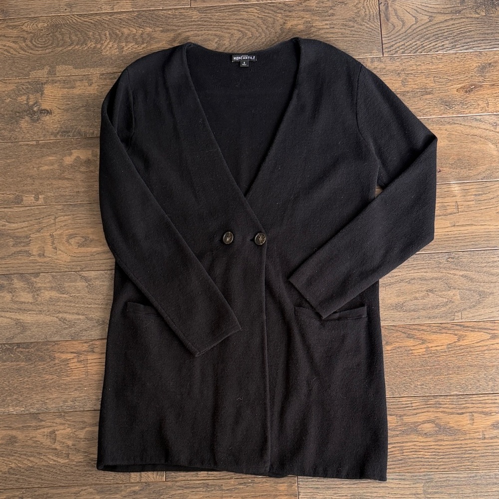 J.Crew Mercantile Black Long V-Neck Button Front Cardigan